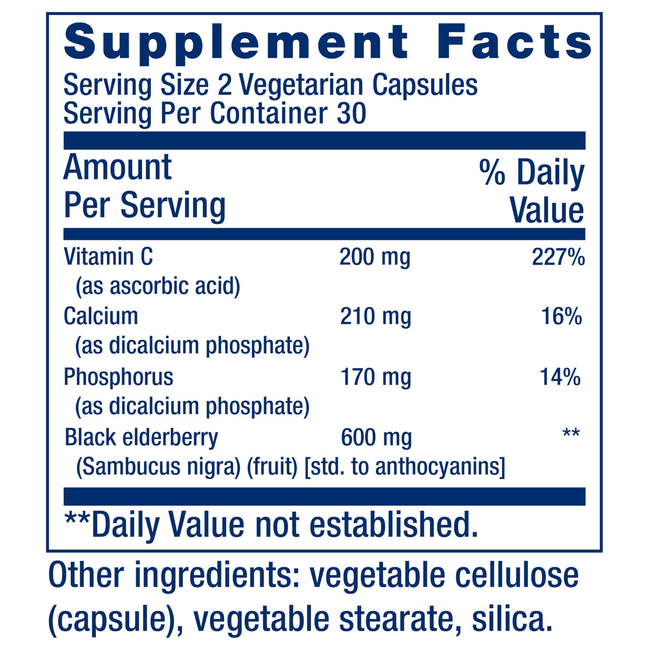 Life Extension Black Elderberry + Vitamin C, Everyday Immune Support from Elderberry & Vitamin C, Gluten Free, Non-GMO, Vegetarian, 60 Capsules