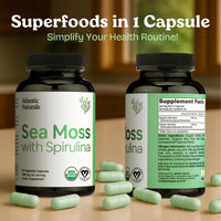 Thumbnail for Atlantic Naturals Sea Moss with Spirulina Superfood Capsules - Multivitamin Supplement Supports Healthy Iron and Immune Health, Alternative to Seamoss Gel and Powder - Irish Sea Moss Capsules (120 ct)