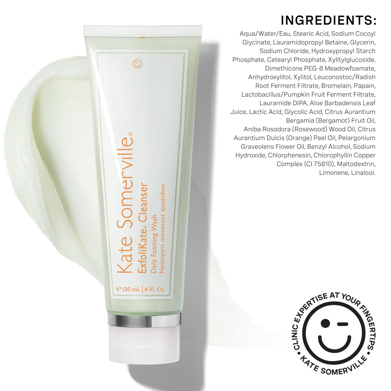Kate Somerville ExfoliKate Cleanser – Daily Exfoliating Foaming Face Wash – Clinically Formulated Glycolic Acid and Lactic Acid Gentle Facial Scrub, 1.7 Fl Oz