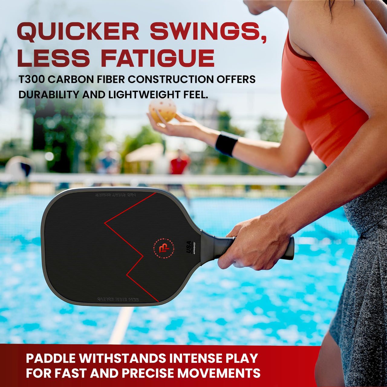 Precision Pro Premium Carbon Fiber Pickleball Paddle- 14mm Pickleball Paddles Set of 2 w/Unique Design Handles & Indoor Outdoor Pickleball Balls - Comfortable Pickleball Paddle Grip, USA Approved
