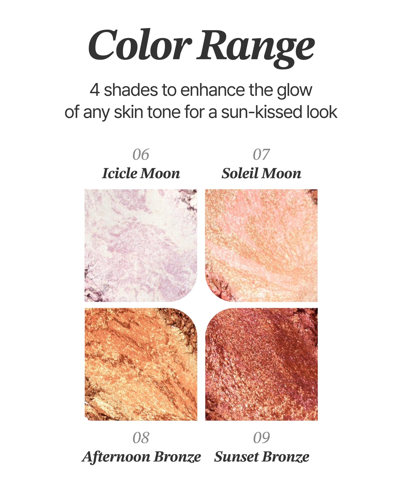 Glint Marble Highlighter (Sunset Bronze, 0.08oz) - Korean Makeup. Inspired Baked for Smooth, Radiant Glow, Long-Lasting Wear. Enriched with Micro Pearl Particles
