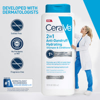 Thumbnail for CeraVe 2 In 1 Hydrating Anti Dandruff Shampoo And Conditioner Twin Pack, 1% Pyrithione Zinc Dandruff Treatment Helps Eliminate Dandruff, Color Safe & Sulfate Free, 12 Fl Oz Each (Set of 2)