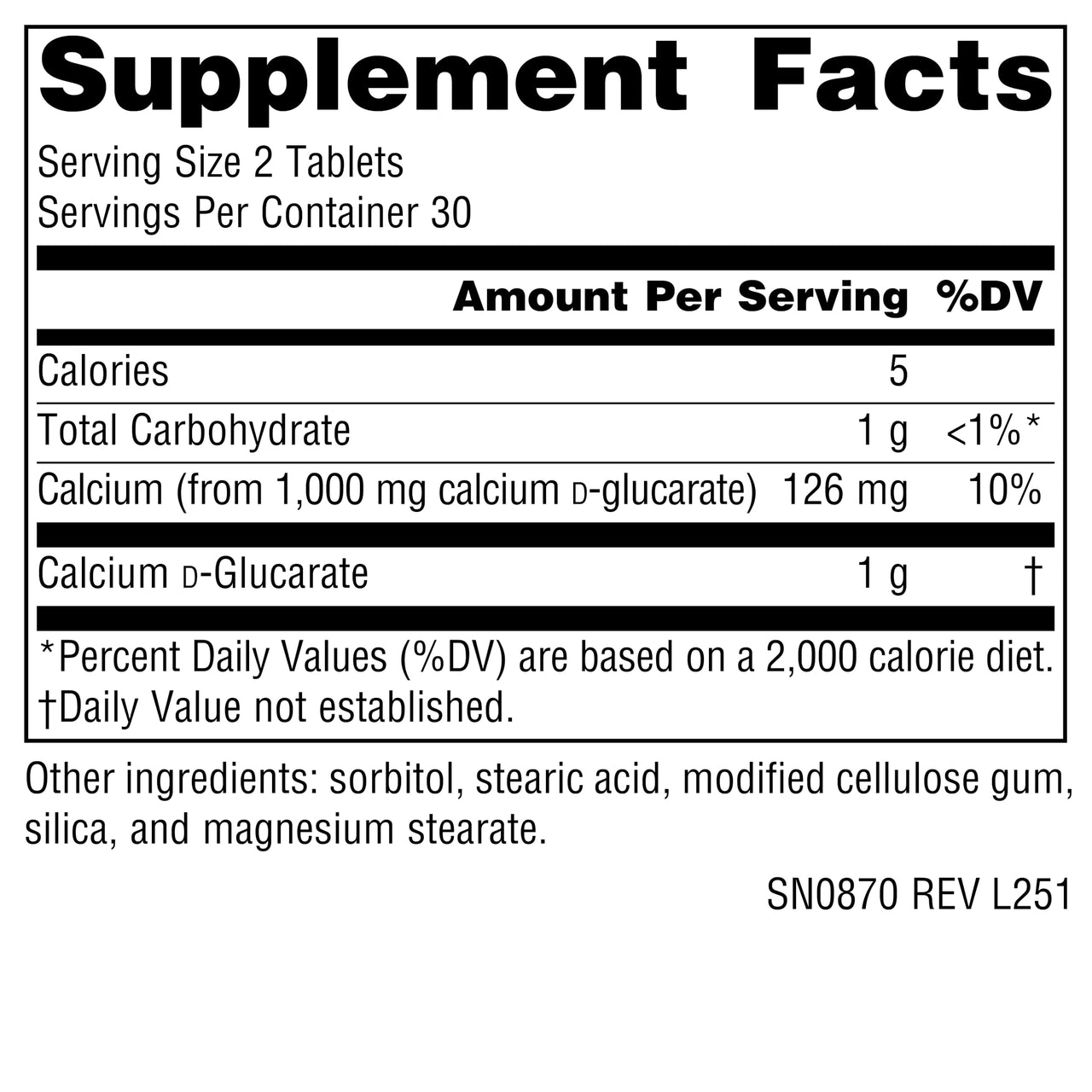 Source Naturals Calcium D-Glucarate, Cellular Detoxifier* - 500 mg - 60 Tablets