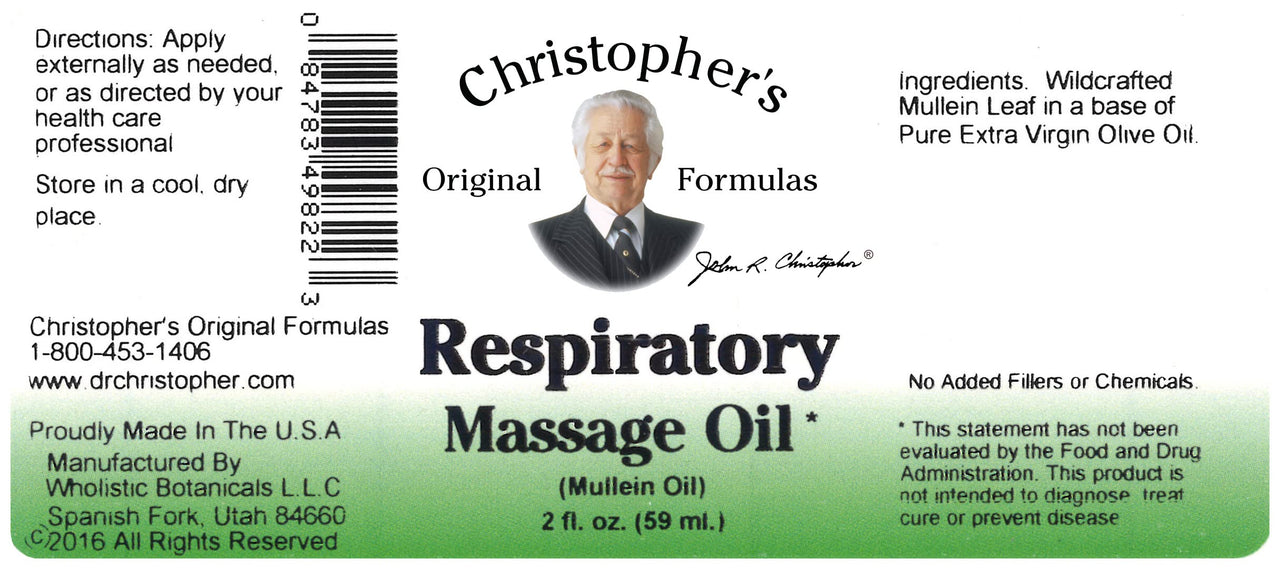 Christopher’s Original Formulas Respiratory Massage Oil, Herbal Blend for Lungs & Sinuses, 2 oz