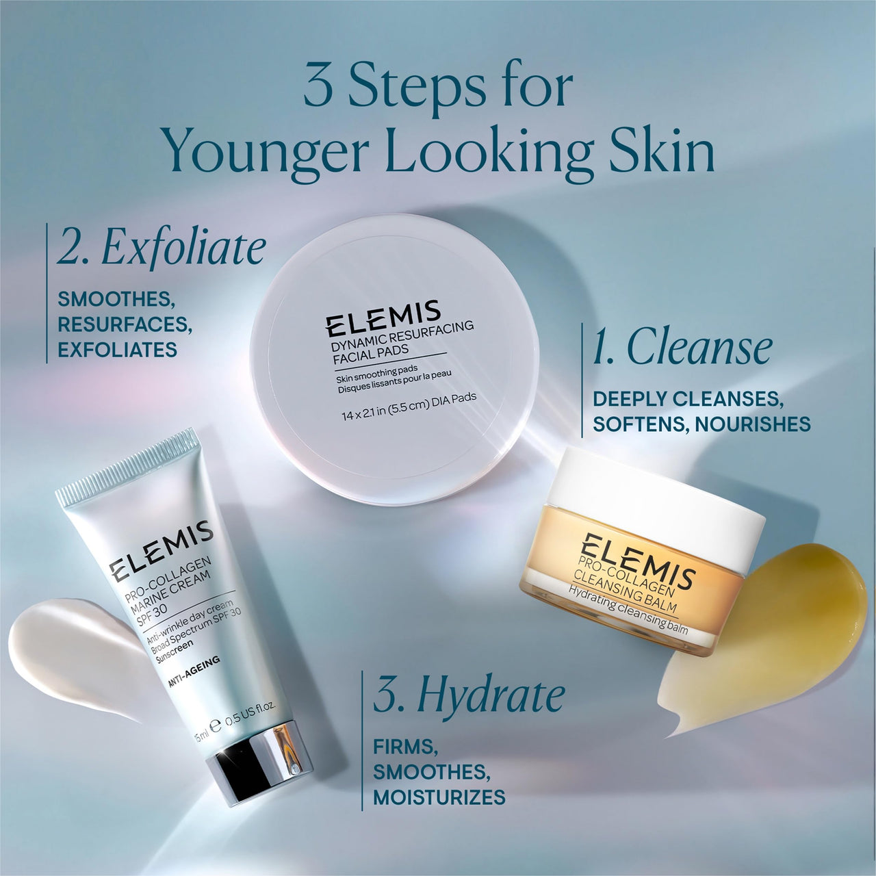 ELEMIS Dynamic Resurfacing Facial Pads, Gentle Skin Smoothing Pads, Tri-Enzyme Technology, Exfoliating Pads, Dull, Dry, Flaky Skin & Uneven Texture