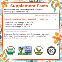 Thumbnail for SEABUCKWONDERS Organic Sea Buckthorn Seed Oil, 0.45 Fl Oz, 13 Servings, with Omega 3, 6 & 9, Can Be Used Topically & Orally, Supports Hair, Skin & Nail Health