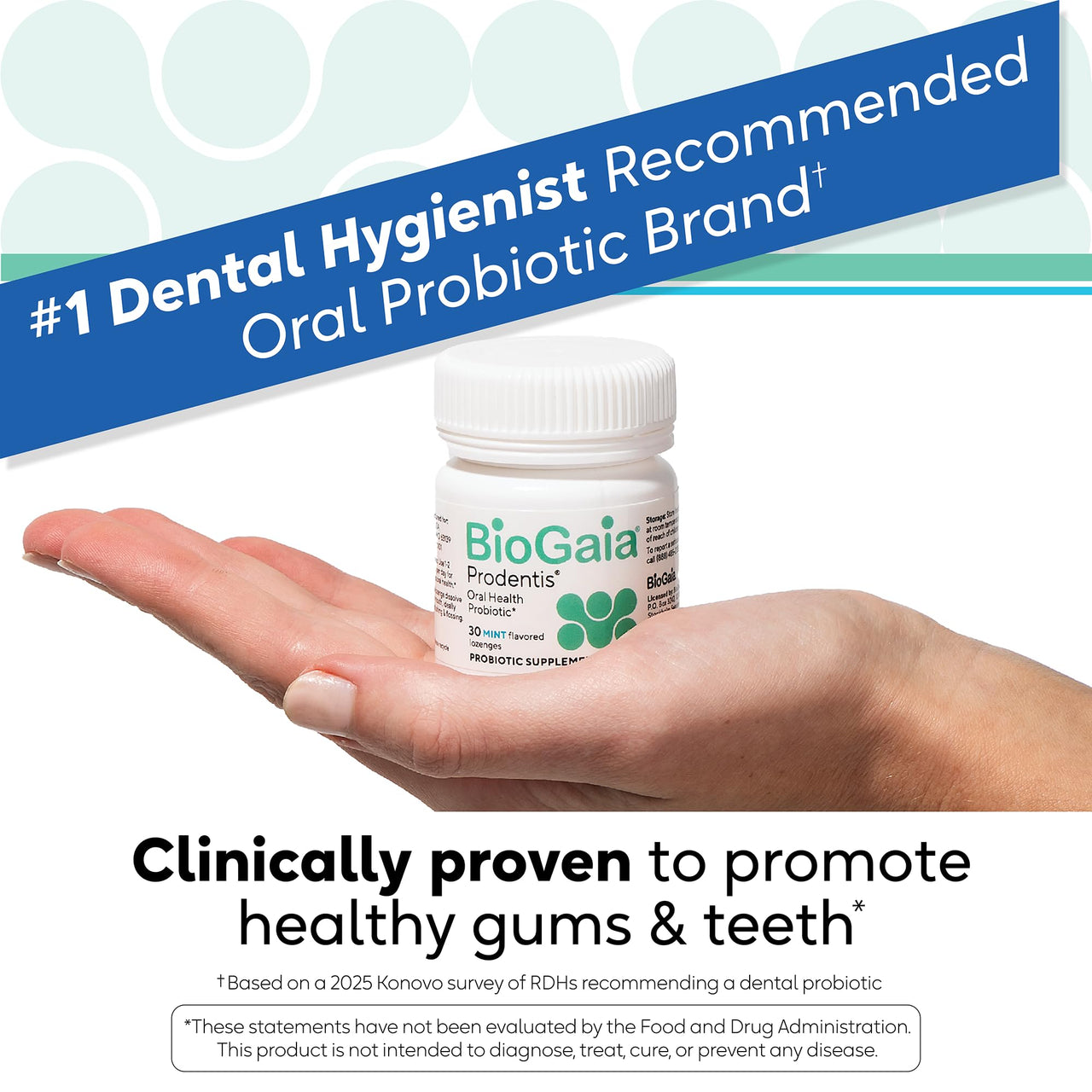 BioGaia Prodentis | Oral Probiotics | Promotes Healthy Gums & Teeth | Defends Against Bad Breath & Dental Problems | Improves Oral Health | Mint Flavored | 30 Dental Probiotic Lozenges