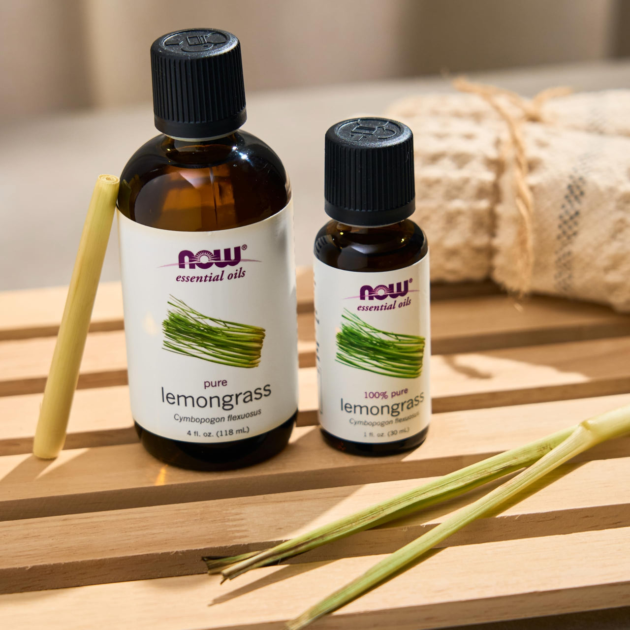 NOW Essential Oils, Lemongrass Oil, Uplifting Aromatherapy Scent, Steam Distilled, 100% Pure, Vegan, Child Resistant Cap, 1-Ounce