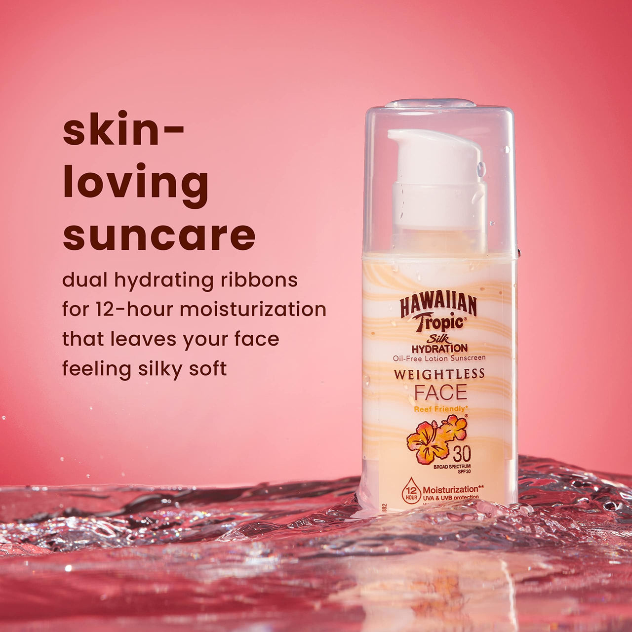 Hawaiian Tropic Weightless Hydration Clear Spray Sunscreen SPF 15 Twin Pack 6oz Each + Face Sunscreen Lotion SPF 30 Travel Size 1.7oz