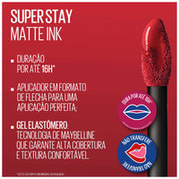 Thumbnail for Maybelline Super Stay Matte Ink Liquid Lipstick Makeup, Long Lasting High Impact Color, Up to 16H Wear, Founder, Cranberry Red, 1 Count, Packaging May Vary