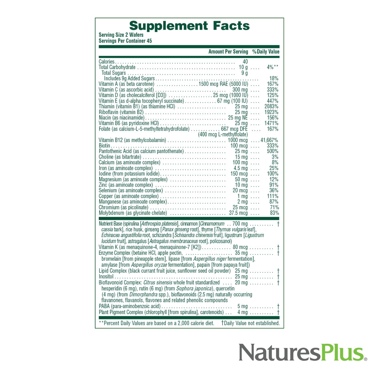 NaturesPlus Source of Life Adult’s Chewable, Apple Cinnamon - 90 Wafers - Multivitamin & Mineral Supplement - Immune & Digestive Health Support with Vitamin D3 - Gluten Free, Vegetarian - 45 Servings