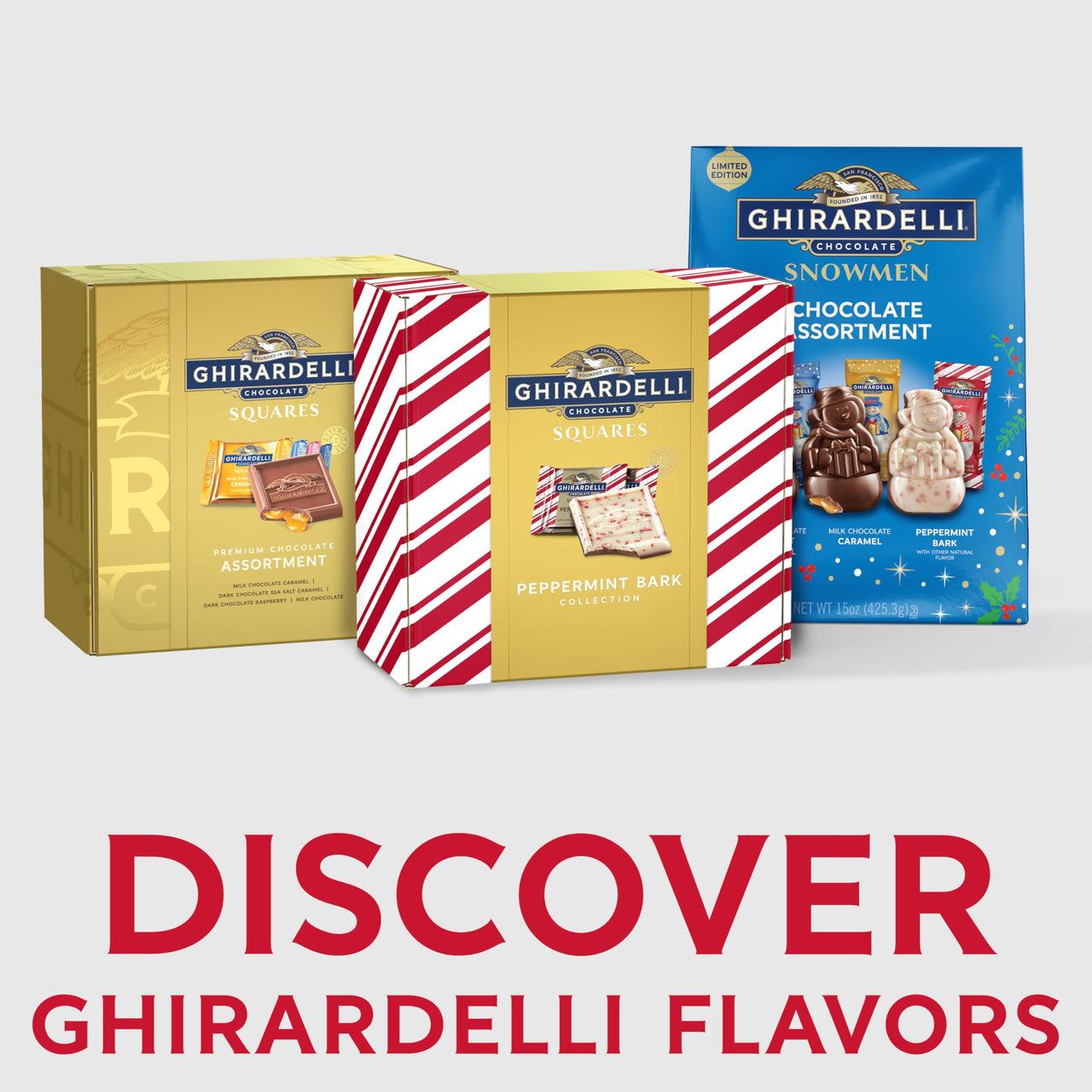 GHIRARDELLI Peppermint Bark SQUARES and Dark Chocolate Peppermint Bark SQUARES Assortment Holiday Gift Box, 24.7 oz