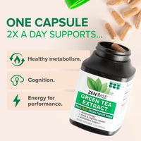Thumbnail for Zenwise Health Green Tea Extract Capsules for Men & Women - EGCG Supplement with Green Coffee Bean Extract Boosts Energy & Memory - Immune Support for Skin, Brain & Hearth Health - Vegan - 120 Count