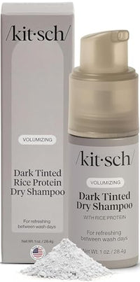 Thumbnail for Image 2 of Dark Tinted for the product Kitsch Volumizing Rice Protein Dry Shampoo Powder Pump - Invisible 1oz