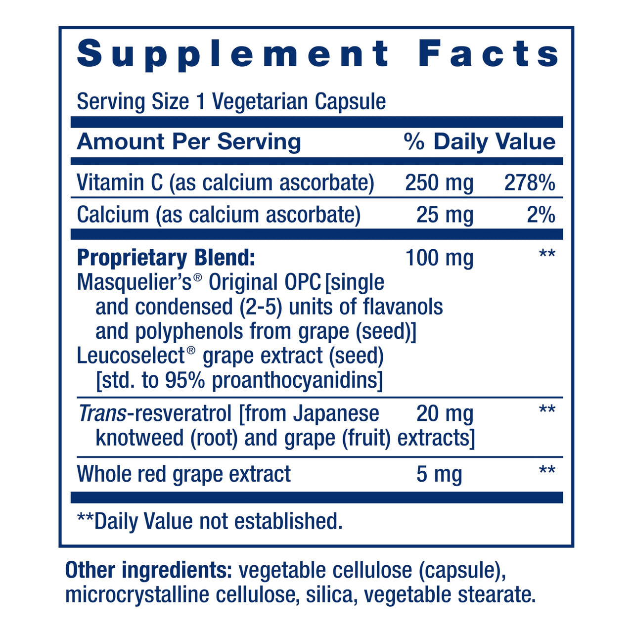 Life Extension Grapeseed Extract, Vitamin C, Calcium, resveratrol, polyphenols, Cardiovascular Health, antioxidant Protection, Gluten-Free, Non-GMO, Vegetarian, 60 Capsules