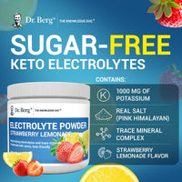 Thumbnail for Dr. Berg Zero Sugar Hydration Keto Electrolyte Powder - Enhanced w/ 1000 mg of Potassium & Real Pink Himalayan Salt (NOT Table Salt) - Strawberry & Lemonade Hydration Drink Supplement - 50 Servings