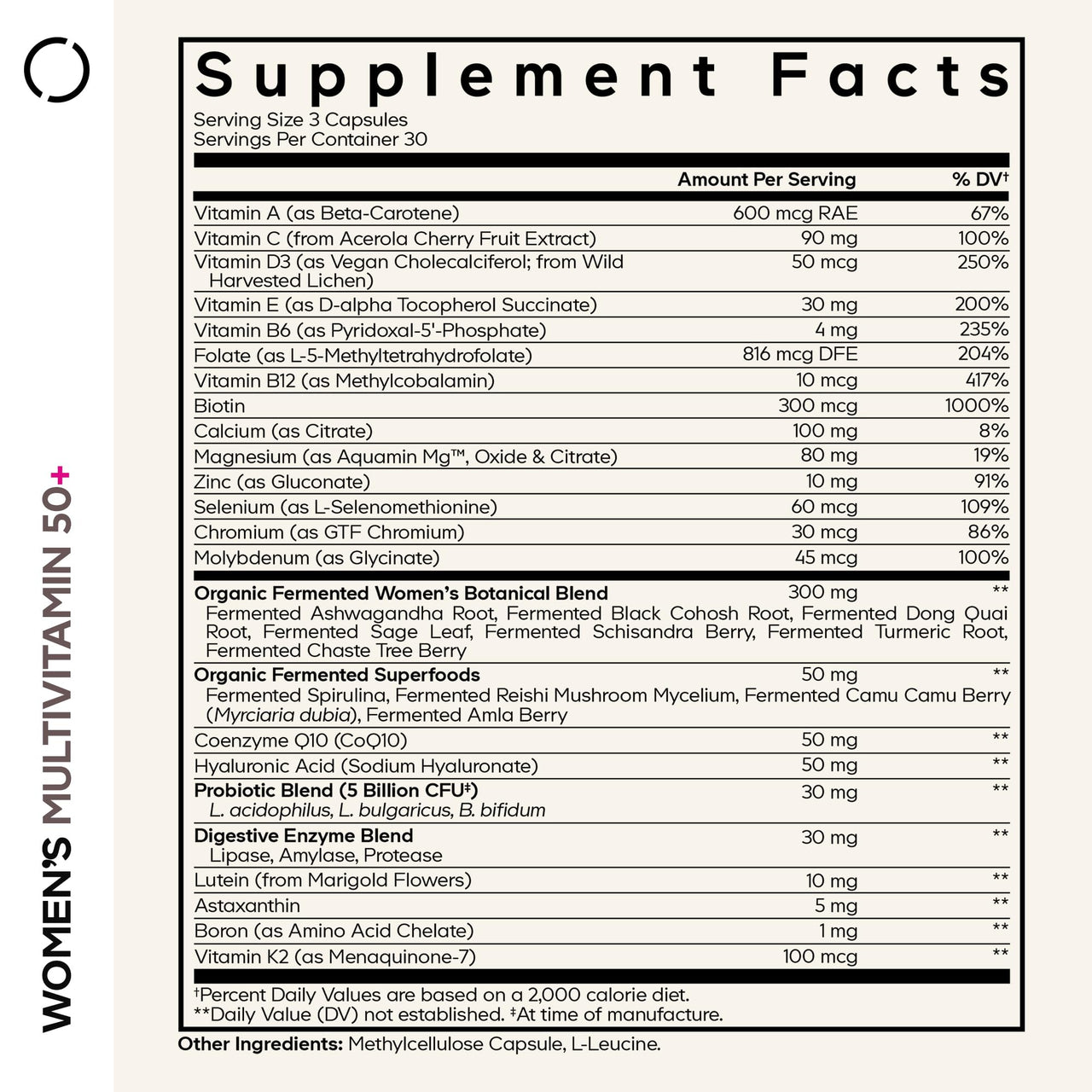 Codeage Women’s Multivitamin 50+ Supplement - Essential Vitamins for Women Over 50, Minerals, CoQ10, Hyaluronic Acid, Probiotics, Black Cohosh, Ashwagandha & Superfoods - Non-GMO - 90 Capsules