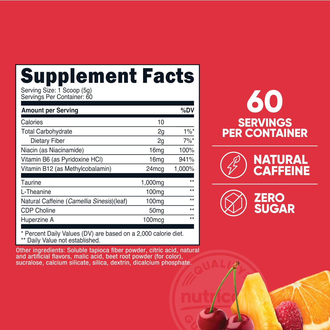 Nutricost Energy Complex (Fruit Punch) (60 Servings) - Clean Energy Powder, 300g Dietary Supplement