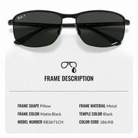 Thumbnail for Ray-Ban RB3671CH CHROMANCE Polarized Sunglasses With Eyewear Kit Bundle - Adjustable Nose Pads - Ideal Formal and Casual Wear Square Sunglasses