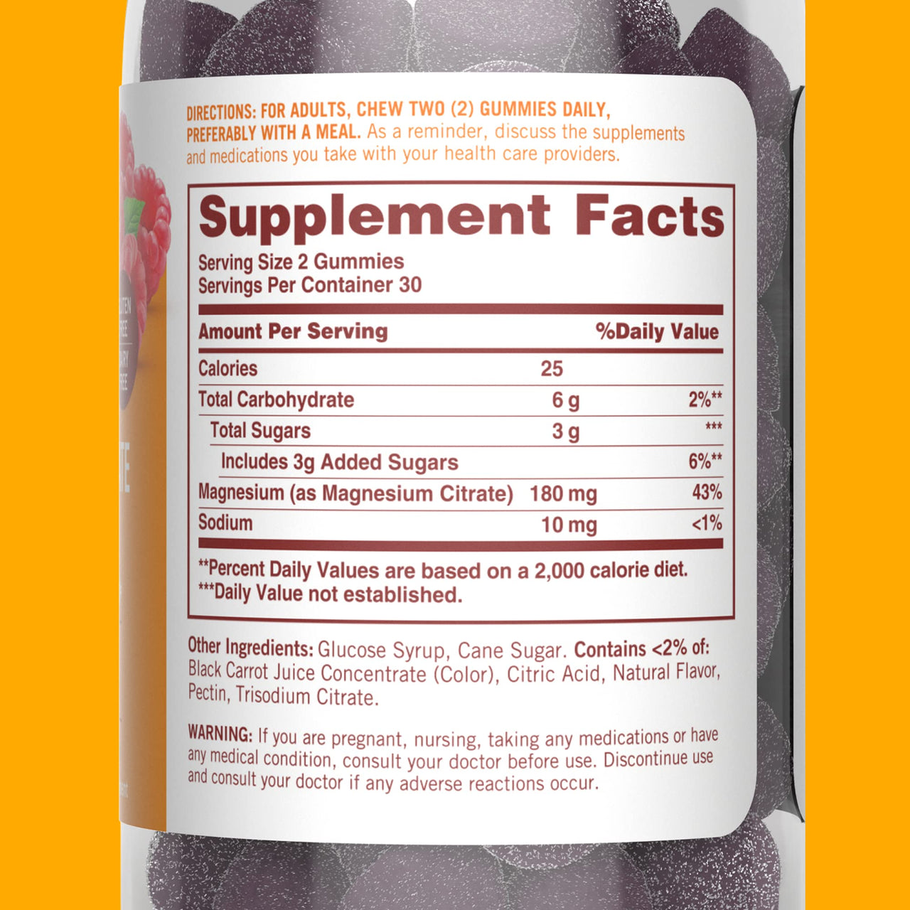 Sundown Magnesium Citrate Gummies, Raspberry Flavored, 60 Count