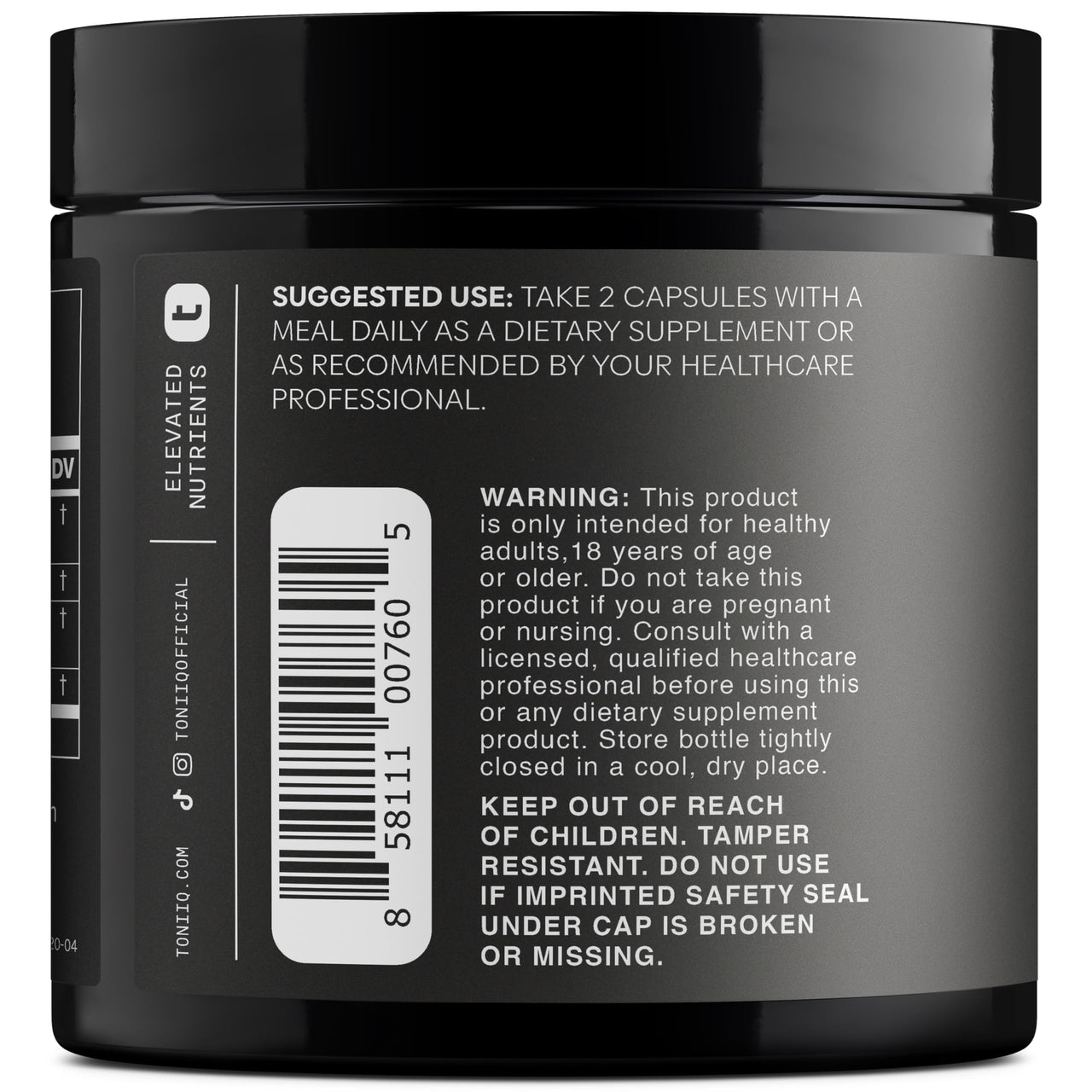 Toniiq Ashwagandha – 40:1 Concentrated Extract – 25% Withanolides – Wild Harvested in India – Highly Bioavailable with Black Pepper – Third-Party Tested – 120 Capsules - 1,300mg per Serving