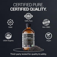 Thumbnail for Dr. Berg Black Seed Oil Organic Cold Pressed – Pure Nigella Sativa Black Cumin Oil – USDA Organic, Halal, Vegan – for Hair, Skin, Immune Support – Unrefined Liquid – 4 oz Glass Bottle