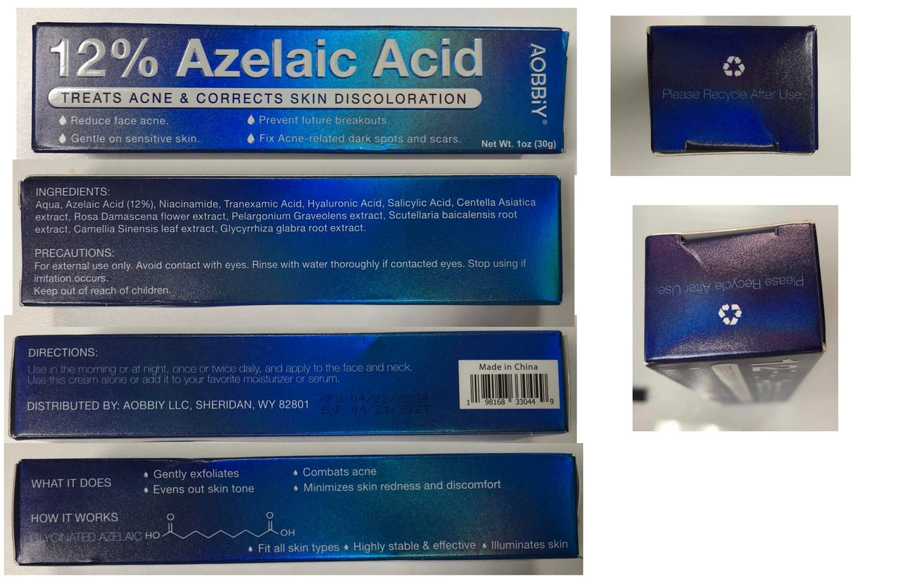AOBBIY Azelaic Acid Cream for Face: Redness-Soothing Azelaic Acid Facial Cream for Uneven Tone, Blemish-Prone Skin, Pore Care, and Skin Clarity Support, 4 oz