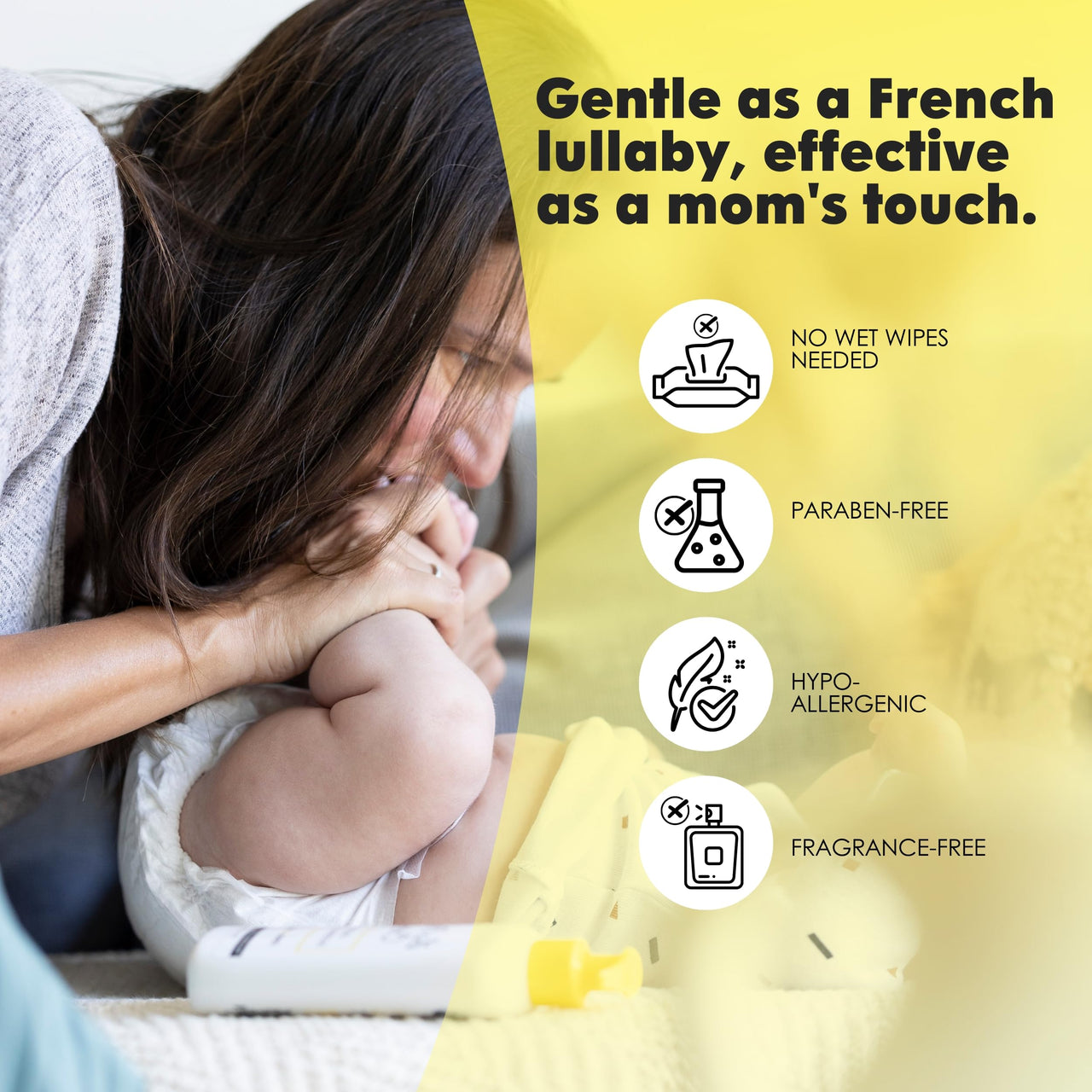 La Petite Creme French Premium Diapering Lotion - Diaper Cream Alternative to Baby Wipes - Gentle Moisturizer & Skin Cleanser with USDA Certified Organic Ingredients - Baby Essentials (20 oz)