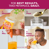 Thumbnail for Metamucil 4-in-1 Psyllium Husk GLP-1 Friendly Fiber Supplement, Sugar-Free, 114 teaspoons, Orange Flavored, Daily Fiber Powder for Digestive Health, made with Plant-Based Psyllium Husk Fiber