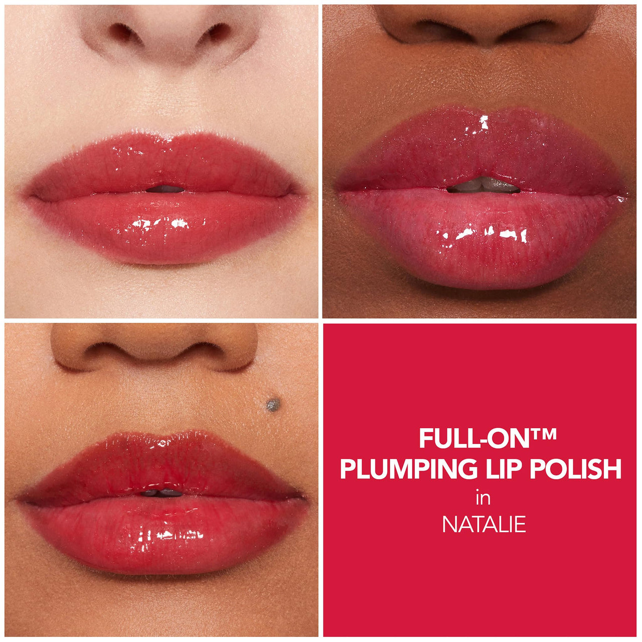 Buxom Full-On Plumping Lip Polish, Tinted Lip Plumper Gloss with Peptides & Vitamin E, High-Shine Lip Gloss that Nourishes, Moisturizes & Softens Lips, Vegan 46 Natalie (Sheer cherry red shimmer)