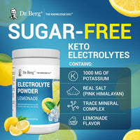 Thumbnail for Dr. Berg Zero Sugar Hydration Keto Electrolyte Powder - Enhanced w/ 1000 mg of Potassium & Real Pink Himalayan Salt (NOT Table Salt) - Lemonade Flavor Hydration Drink Mix Supplement - 100 Servings