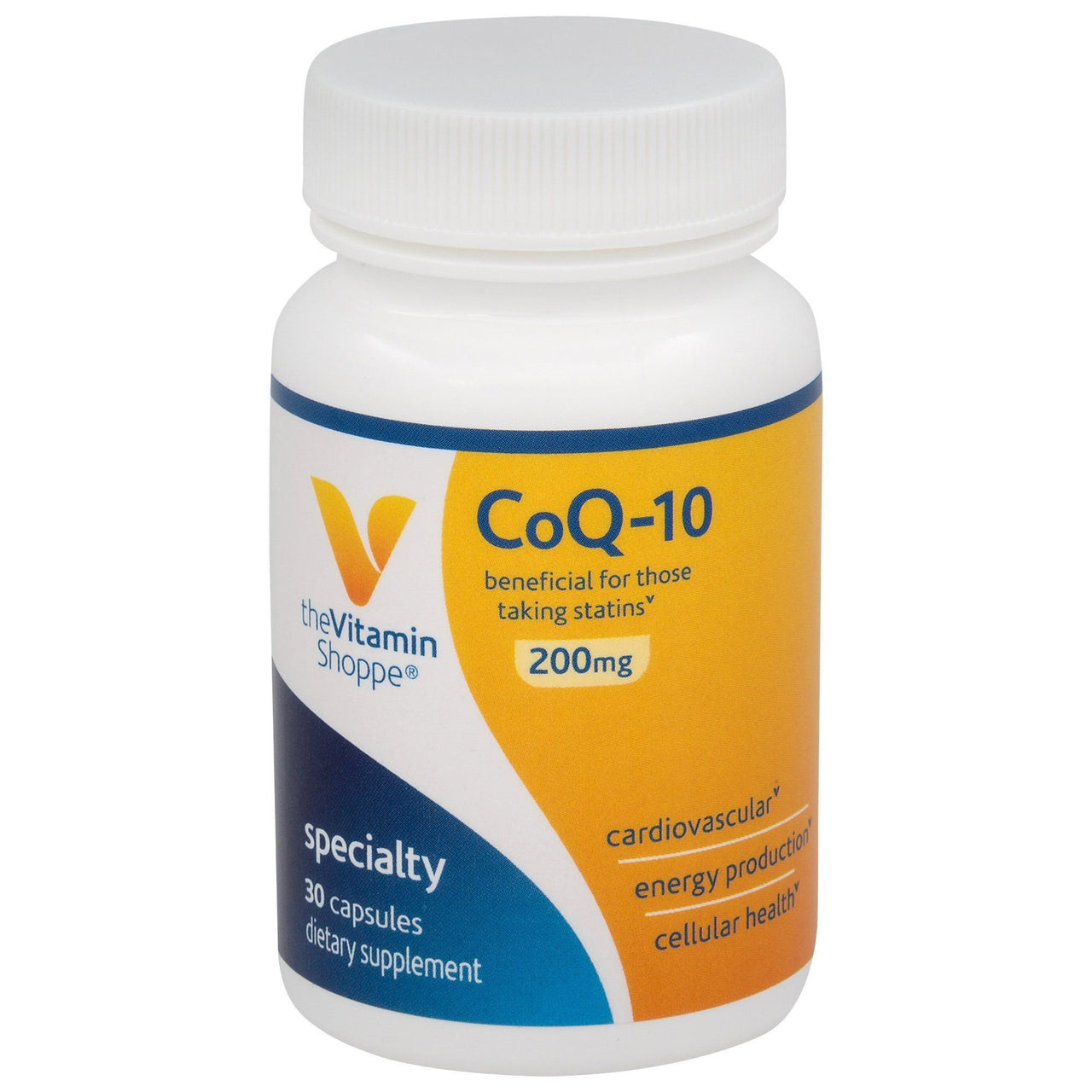 The Vitamin Shoppe CoQ-10 200mg - Beneficial for Those Taking Statins – Supports Heart & Cellular Health and Healthy Energy Production, Essential Antioxidant – Once Daily (30 Capsules)