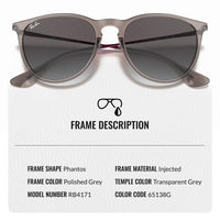 Thumbnail for Ray-Ban RB4171 ERIKA COLOR MIX Phantos Shaped Non-Polarized Sunglasses for Women – Includes Official RAYBAN Eyewear Kit – Ideal Formal & Casual Wear Sunglasses – Light Grey Gradient Lens