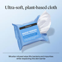 Thumbnail for Neutrogena Makeup Remover Wipes Micellar Alcohol-Free Face Towelettes Remove Waterproof Mascara & Oil, Compostable 100% Plant-Based Cloth, Dermatologist & Ophthalmologist Tested, Twin Pack 2 x 25 ct