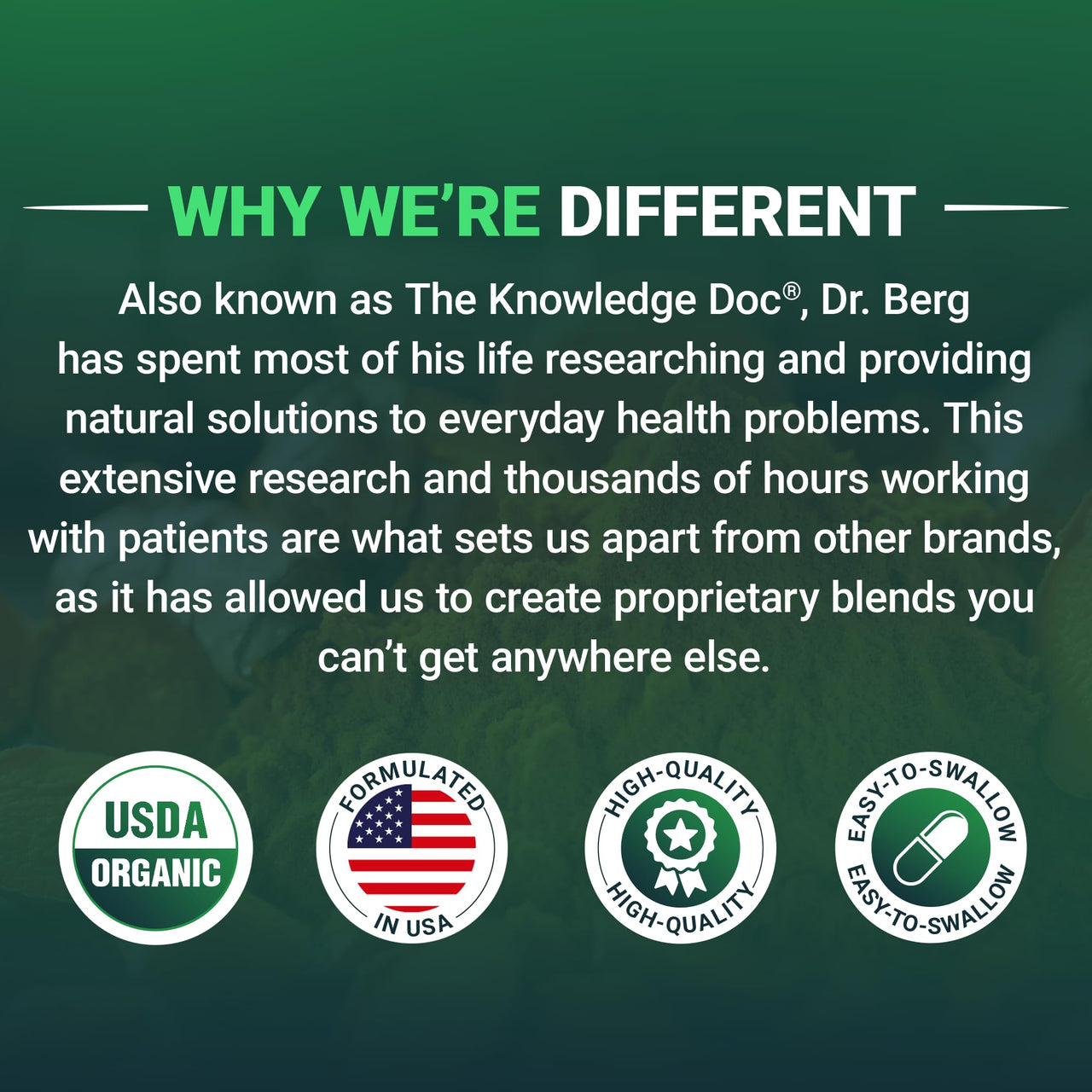 Dr. Berg's Greens Superfood Cruciferous Vegetable Tablets - Vegetable Supplements for Adults w/ 11 Phytonutrient Super Greens Tablets - Energy, Immune System & Liver Veggie Tablets - 250 Tablets