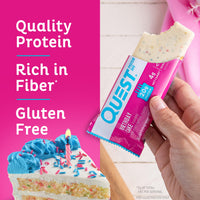 Thumbnail for Quest Nutrition Birthday Cake Protein Bars, 20g Protein, 1g Sugar, 4g Net Carbs, Gluten Free, Keto Friendly, 12 Count