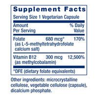 Thumbnail for Life Extension BioActive Folate & Vitamin B12, Promotes Heart, Brain & GI Tract Health, Non-GMO, Gluten-Free, Vegetarian, 90 Capsules