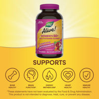 Thumbnail for Nature’s Way Alive! Women’s 50 Plus Multivitamin Gummy, Daily Chewable Multivitamins with B-Vitamins, Vitamin D3, Calcium, Supports Heart, Brain & Bone Health,* Mixed Berry Flavored, 150 Count