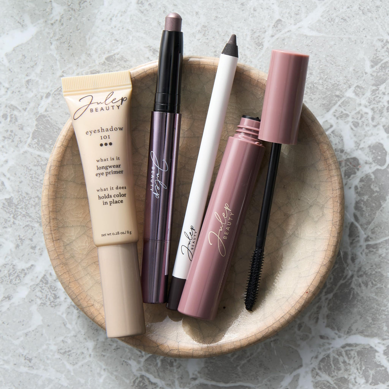 Julep Eyeshadow 101 Crème-to-Powder Waterproof Eyeshadow Stick Duo – Long-Lasting, Crease-Proof, Easy Apply with Built-in Smudger - Blush Pink Shimmer & Mink Mauve Shimmer