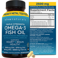Thumbnail for Triple Strength Omega 3 Fish Oil Supplement for Men and Women – 2500 mg High-Potency, Easy-to-Absorb Re-esterified Triglyceride Form, Pescatarian-Friendly DPA EPA DHA Omega 3 Supplement, 180 Softgels