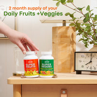 Thumbnail for Country Farms Fruits and Vegetables Supplement, 180 Fruit and 180 Veggie Capsules, Greens and Reds Packed with Superfoods, Powerful Antioxidants, 60 Servings