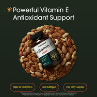 Thumbnail for NatureBell Vitamin E 1,000 IU Per Serving - 300 Softgels - Antioxidant Supplement for Skin, Heart & Brain Health Support - High Bioavailability* - Gluten-Free & Non-GMO