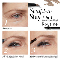 Thumbnail for LAURA GELLER NEW YORK Sculpt-n-Stay Waterproof Brow Pencil & Gel- Soft Black