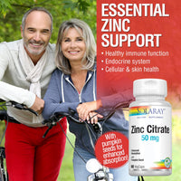 Thumbnail for Solaray Zinc Citrate 50mg | Immune Function, Cellular & Skin Health Support | Easy Digestion Formula | 60ct