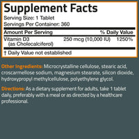 Thumbnail for Bronson Vitamin D3 10,000iu (250mcg) Healthy Muscle Function and Immune Support, Non-GMO, 360 Tablets
