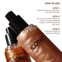 Thumbnail for ICONIC LONDON Prep-Set-Glow | Hydrating + Setting + Glowing Spray, 3-in-1 Formula for a Dewy, Radiant Finish, Cruelty-Free, Vegan Makeup, 4.22 Fl oz
