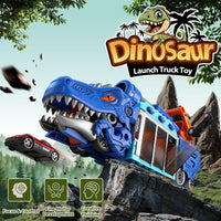 Thumbnail for LUCKFUTURE Dinosaur Truck Toy, Blue T-Rex with Launcher - Shoots Cars & Balls, Interactive Tyrannosaurus Play Set with Storage for Kids Ages 3-7