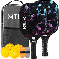 Thumbnail for MTEN Pickleball Paddles Set of 2, USAPA Approved Fiberglass Surface Pickleball Set with 2 Pickleball Rackets,4 Pickleball Balls,1 Portable Carry Bag, Pickle Racket Set for Men Women