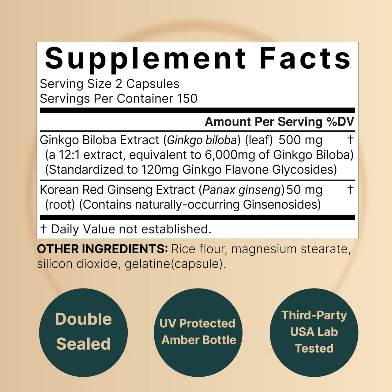 NatureBell Ginkgo Biloba 6,000mg with Panax Ginseng 500mg Per Serving | 300 Capsules – Max Strength Ginko Biloba Extract Supplements - Promotes Memory, Focus, and Brain Health
