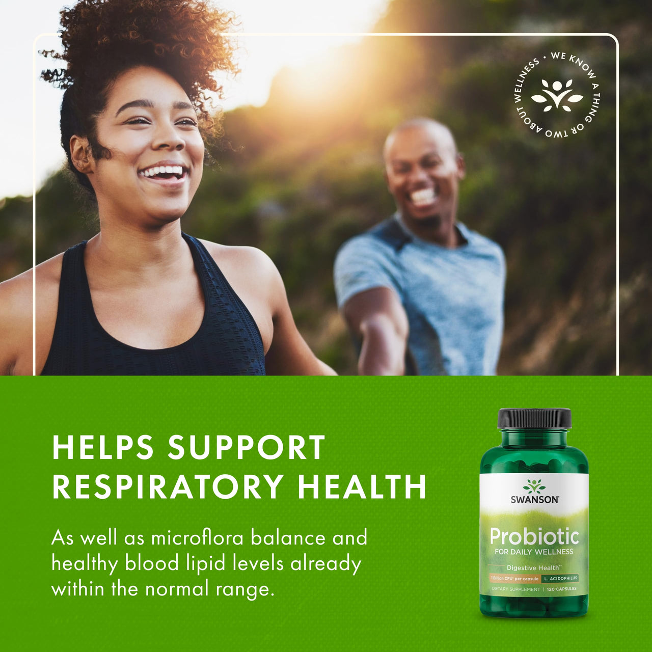 Swanson Probiotic - Digestive Health Supplement w/ 1 Billion CFU per Capsule - Natural Formula Supporting Bowel Regularity & Daily Wellness - (120 Capsules)